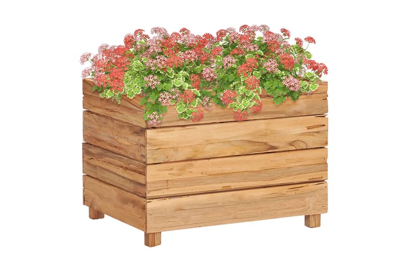 Høybed 50x40x38 cm resirkulert teak og stål - Utepotter - Blomsterkasser