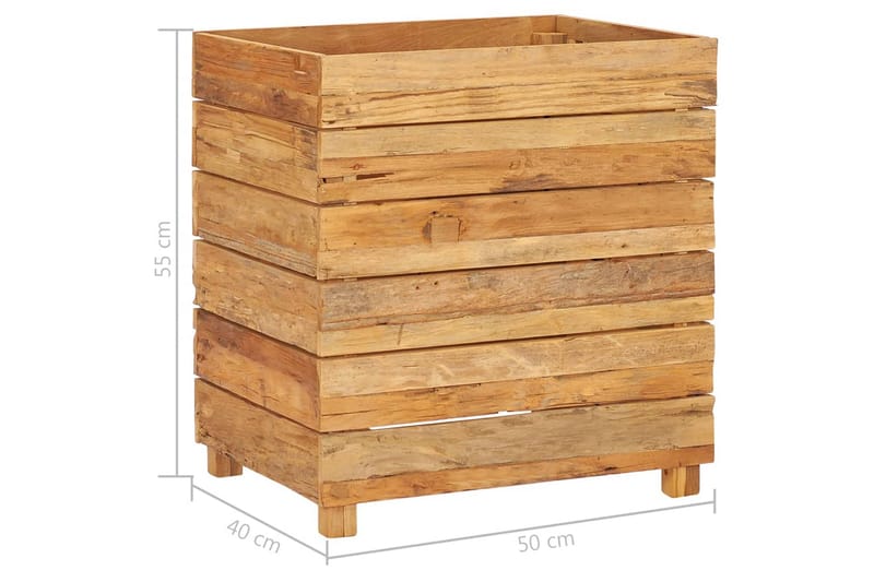 Høybed 50x40x55 cm resirkulert teak og stål - Blomsterkasser - Utepotter