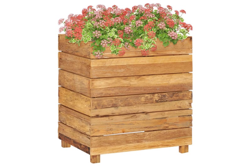 Høybed 50x40x55 cm resirkulert teak og stål - Utepotter - Blomsterkasser