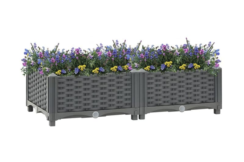 Høybed 80x40x23 cm polypropylen - Grå - Utepotter - Blomsterkasser