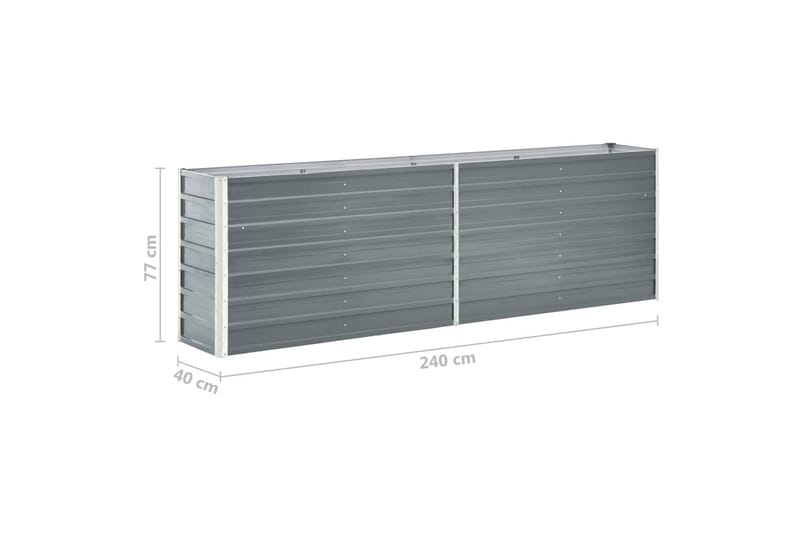 Høybed galvanisert stål 240x40x77 cm grå -   - Blomsterkasser - Utepotter