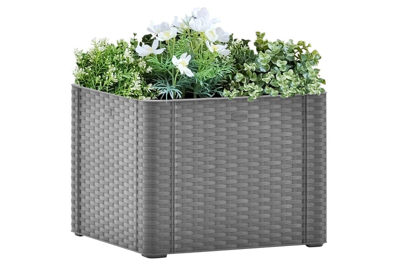 Høybed med selvvanningssystem grå 43x43x33 cm - Grå - Utepotter - Blomsterkasser