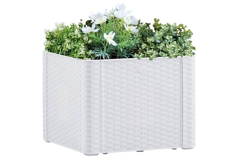 Høybed med selvvanningssystem hvit 43x43x33 cm - Hvit - Blomsterkasser - Utepotter