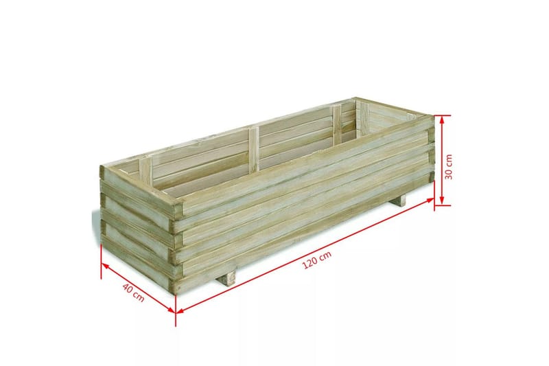 Høybed rektangulr 120x40x30 cm tre - Grønn - Blomsterkasser - Utepotter