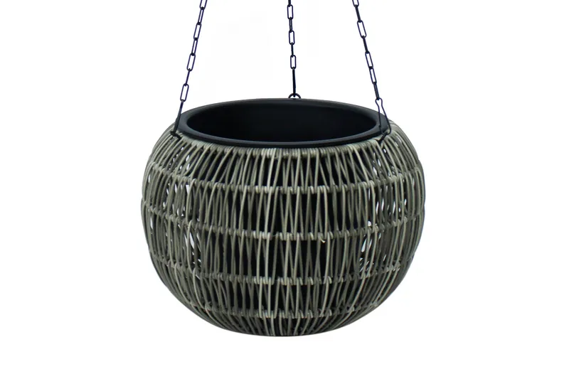 Hengende Krukke Wicker D32xH22 cm Grå - Interiør - Dekorasjon & innredningsdetaljer - Krukker - Utepotter