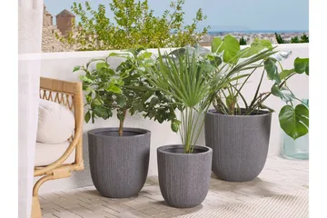 Krukke 44 x 44 x 48 cm grå CHIOS - Grå - Interiør - Dekorasjon & innredningsdetaljer - Krukker - Utepotter