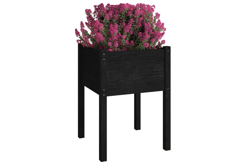 Plantekasser 2 stk svart 50x50x70 cm heltre furu - Svart - Utepotter - Blomsterkasser