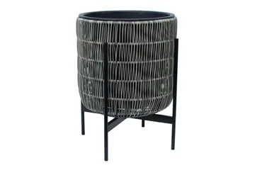 Wicker Blomsterkrukke på stativ 38x38xH49 cm Grå - Interiør - Dekorasjon & innredningsdetaljer - Krukker - Utepotter