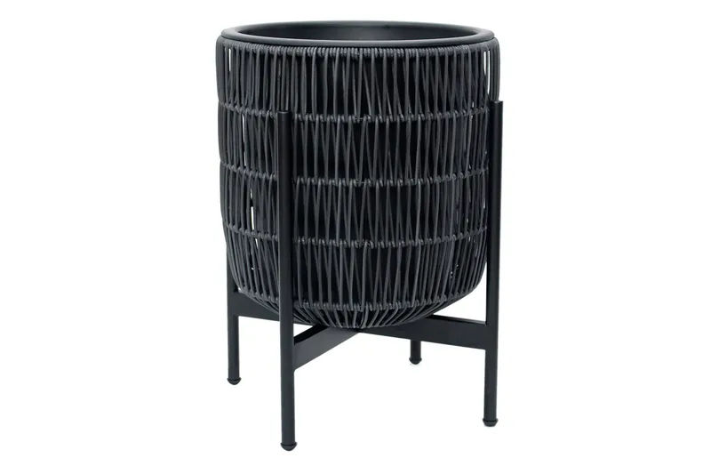 Wicker Blomsterkrukke på stativ 38x38xH49 cm Svart