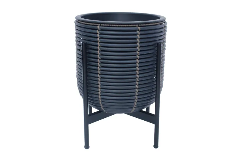 Wicker Blomsterkrukke på stativ 30x30xH38 cm Svart - Interiør - Dekorasjon & innredningsdetaljer - Krukker - Utepotter
