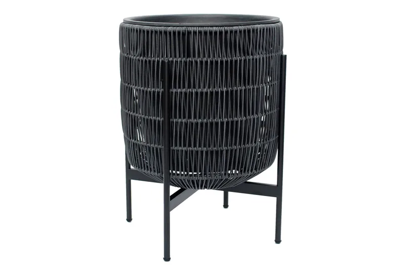 Wicker Blomsterkrukke på stativ 38x38xH49 cm Svart - Interiør - Dekorasjon & innredningsdetaljer - Krukker - Utepotter