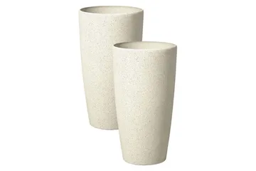 Trädgårdskruka Beliani Abdera set om 2 Beige, 23x23x42 cm Beige - Interiør - Dekorasjon & innredningsdetaljer - Krukker - Utepotter