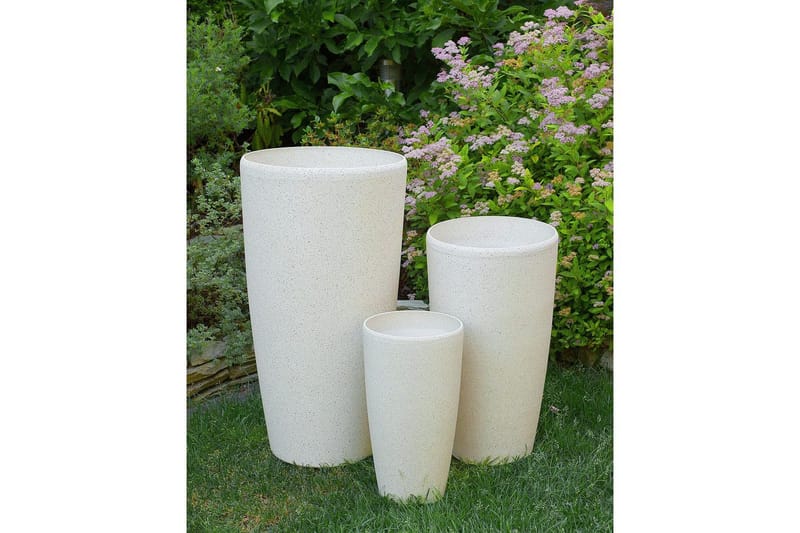 Trädgårdskruka Beliani Abdera set om 2 Beige, 31x31x58 cm Beige - Interiør - Dekorasjon & innredningsdetaljer - Krukker - Utepotter