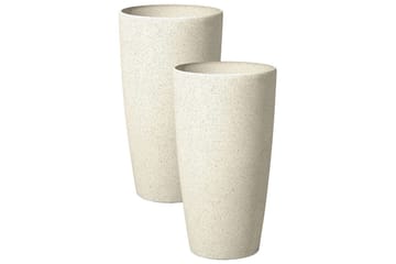 Trädgårdskruka Beliani Abdera set om 2 Beige, 31x31x58 cm Beige - Interiør - Dekorasjon & innredningsdetaljer - Krukker - Utepotter