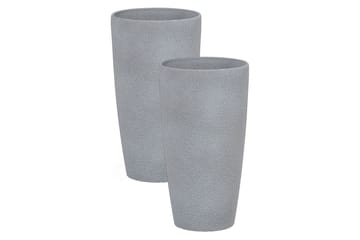 Trädgårdskruka Beliani Abdera set om 2 Grå, 23x23x42 cm Grey - Interiør - Dekorasjon & innredningsdetaljer - Krukker - Utepotter