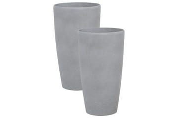 Trädgårdskruka Beliani Abdera set om 2 Grå, 31x31x58 cm Grey - Interiør - Dekorasjon & innredningsdetaljer - Krukker - Utepotter