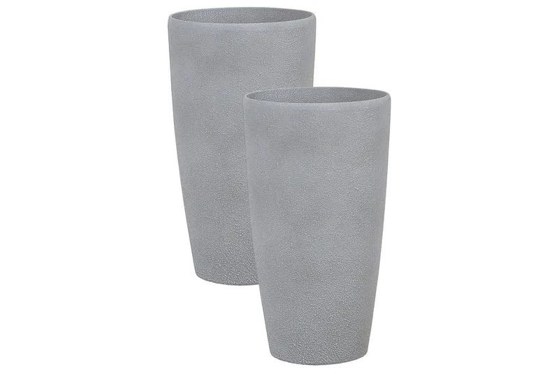 Trädgårdskruka Beliani Abdera set om 2 Grå, 31x31x58 cm Grey - Interiør - Dekorasjon & innredningsdetaljer - Krukker - Utepotter