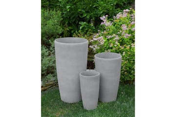 Trädgårdskruka Beliani Abdera set om 2 Grå, 31x31x58 cm Grey - Interiør - Dekorasjon & innredningsdetaljer - Krukker - Utepotter