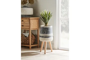Trädgårdskruka Beliani Arisaema Light grey||Beige||Light colored wood - Interiør - Dekorasjon & innredningsdetaljer - Krukker - Utepotter