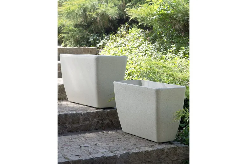 Trädgårdskruka Beliani Baris set om 2 Beige, 60x27x41 cm Beige - Interiør - Dekorasjon & innredningsdetaljer - Krukker - Utepotter