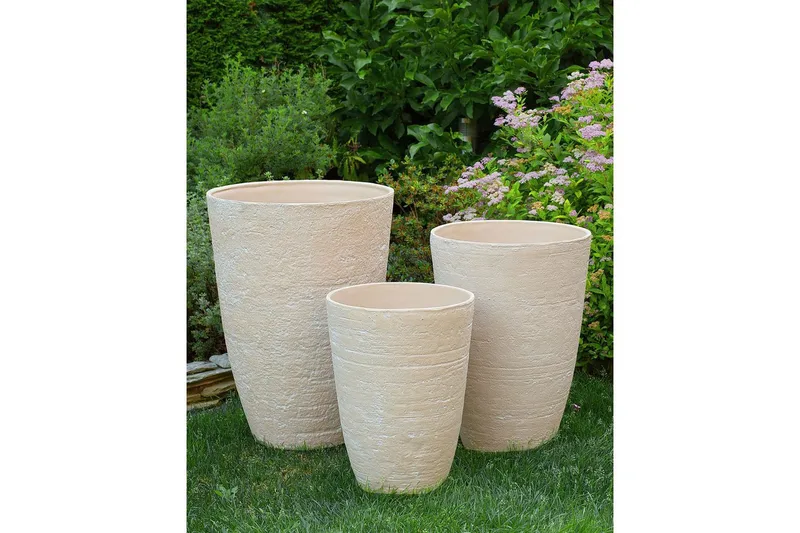 Trädgårdskruka Beliani Camia set om 2 Beige, 51x51x71 cm Beige - Interiør - Dekorasjon & innredningsdetaljer - Krukker - Utepotter