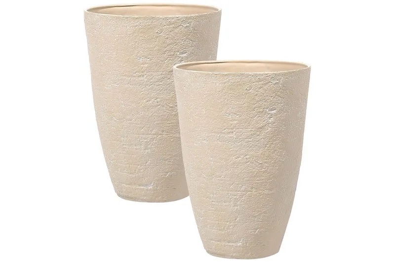 Trädgårdskruka Beliani Camia set om 2 Beige, 51x51x71 cm Beige