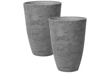 Trädgårdskruka Beliani Camia set om 2 Beige, 51x51x71 cm Grey - Interiør - Dekorasjon & innredningsdetaljer - Krukker - Utepotter