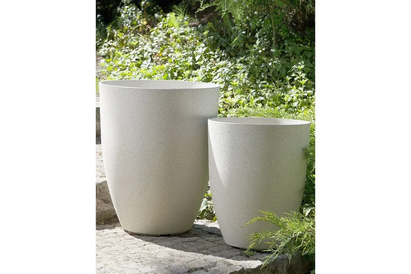 Trädgårdskruka Beliani Croton 43x43x52 cm Offwhite - Interiør - Dekorasjon & innredningsdetaljer - Krukker - Utepotter