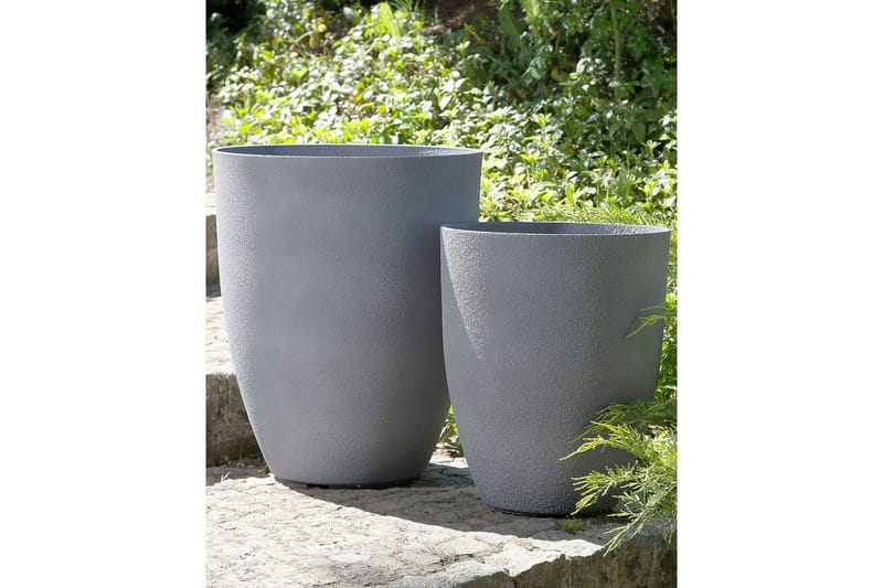 Trädgårdskruka Beliani Croton set om 2 Grå, 35x35x42 cm Grey - Interiør - Dekorasjon & innredningsdetaljer - Krukker - Utepotter