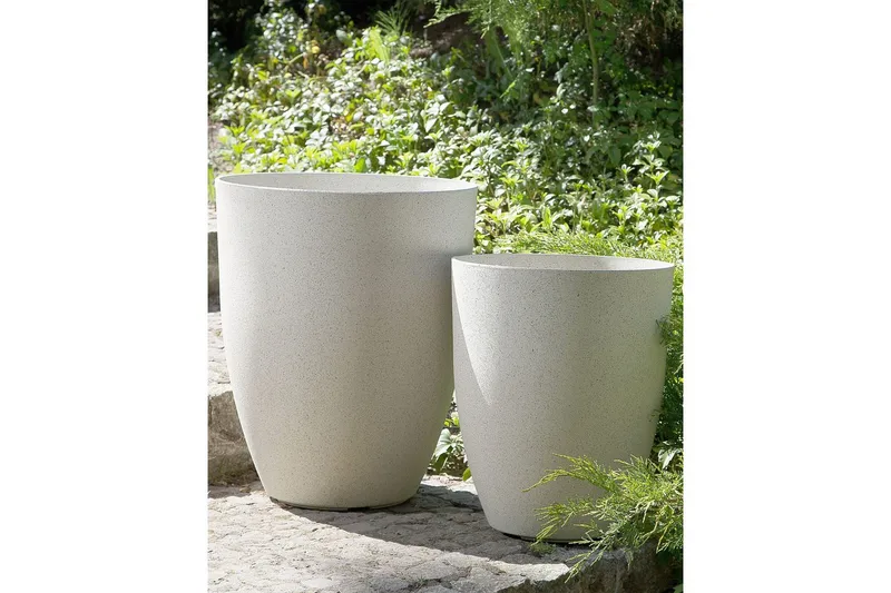 Trädgårdskruka Beliani Croton set om 2 Grå, 43x43x52 cm White - Interiør - Dekorasjon & innredningsdetaljer - Krukker - Utepotter