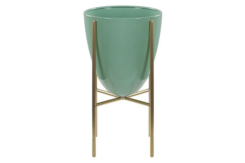 Trädgårdskruka Beliani Lefki Grön/guld, 16x16x31 cm Mint Green||GOLD