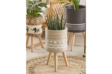 Trädgårdskruka Beliani Milina Beige||White||Light colored wood - Interiør - Dekorasjon & innredningsdetaljer - Krukker - Utepotter