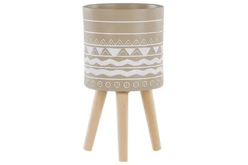 Trädgårdskruka Beliani Milina Beige||White||Light colored wood - Interiør - Dekorasjon & innredningsdetaljer - Krukker - Utepotter