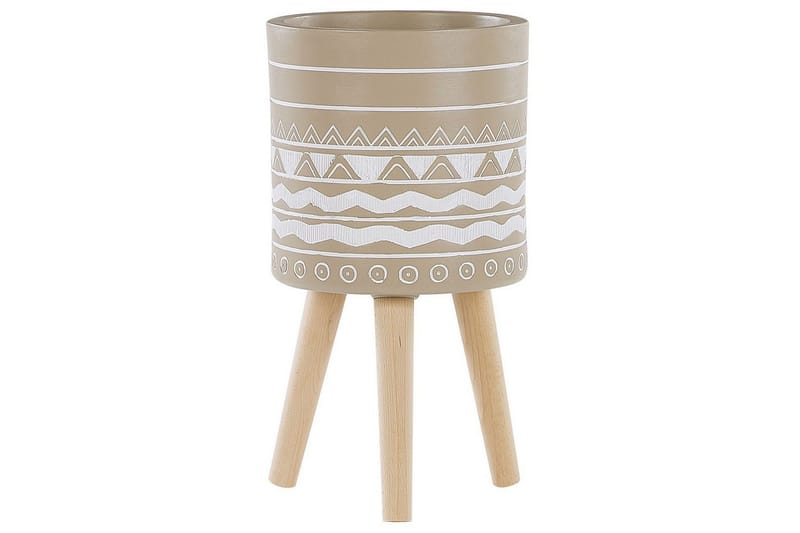 Trädgårdskruka Beliani Milina Beige||White||Light colored wood