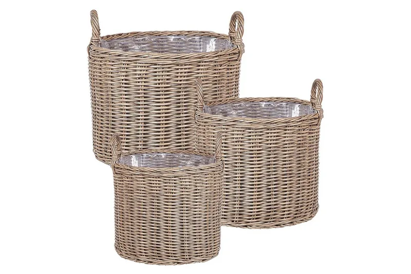 Trädgårdskruka Beliani Pendula set om 3 Brun Brown
