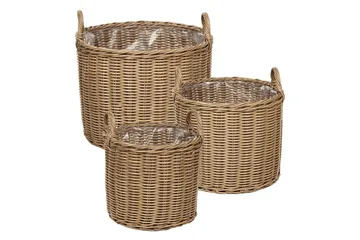 Trädgårdskruka Beliani Pendula set om 3 Brun Nature - Interiør - Dekorasjon & innredningsdetaljer - Krukker - Utepotter