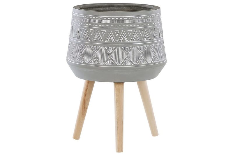 Trädgårdskruka Malaki Grey||White||Light colored wood