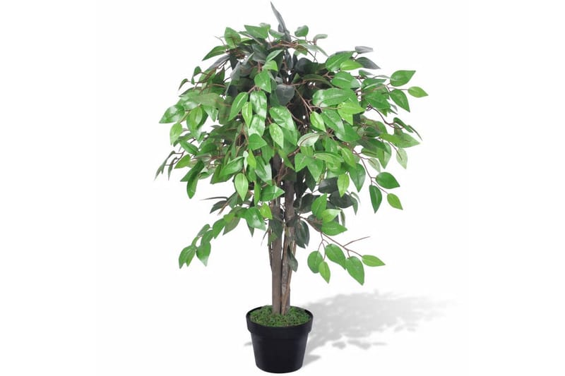 Kunstig Ficus med Potte 90 cm - Grønn|Hvit - Kunstige planter - Blomsterdekorasjon