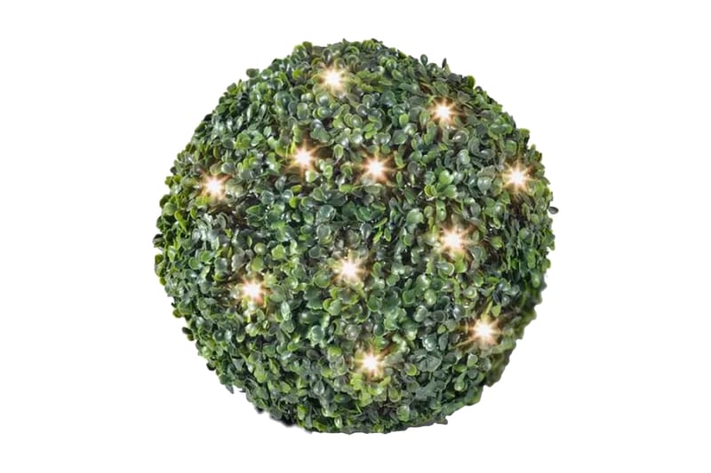 Kunstig rund busk 27 cm med solcelledrevet lys 2stk - Grønn - Kunstige planter - Blomsterdekorasjon