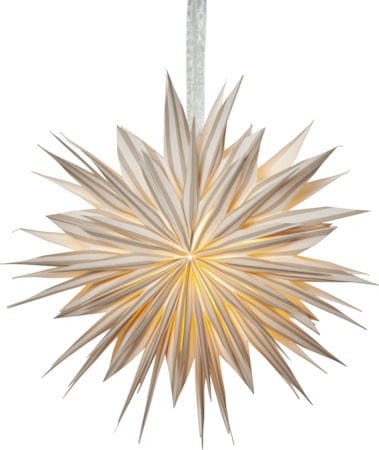 Print papirstjerne 60 cm - hvit med beige striper - Interiør - Dekorasjon & innredningsdetaljer - Julepynt & juledekorasjon