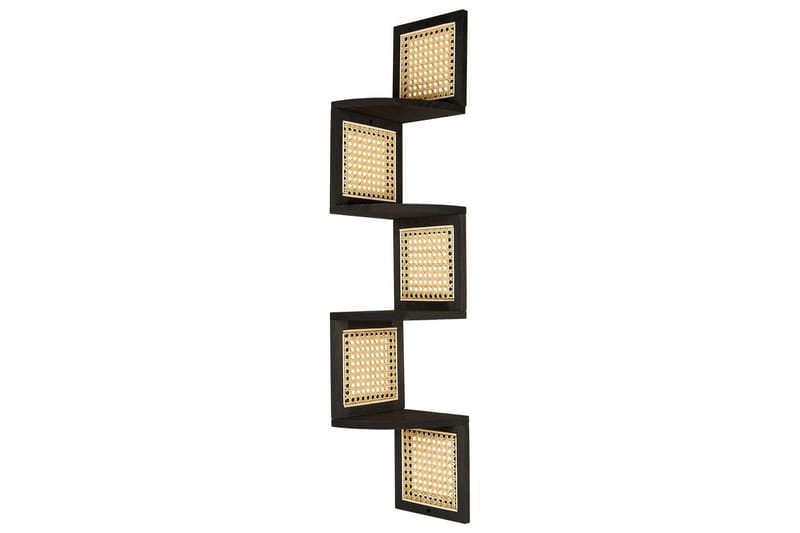 Alder Veggmontert Bokhylle 19 cm i Tre med Lyst Treutseende, Svart|Beige