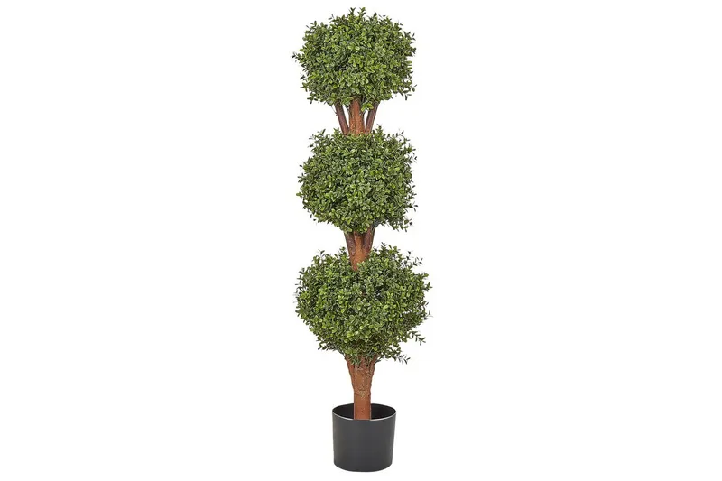 Konstgjord växt Beliani Buxus Ball Tree 35x35x120 cm Green||Dark colored wood