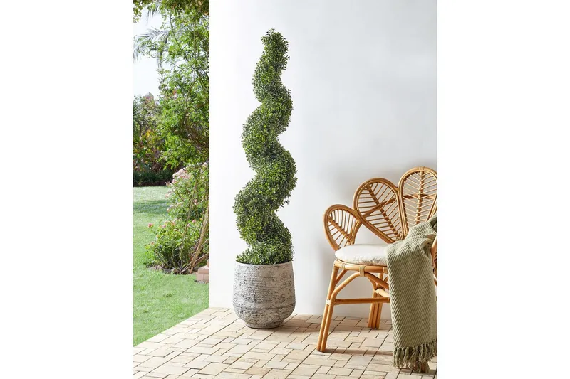Konstgjord växt Beliani Buxus Spiral Tree 30x30x158 cm Green||Black - Interiør - Dekorasjon & innredningsdetaljer - Pyntegjenstander - Blomsterdekorasjon