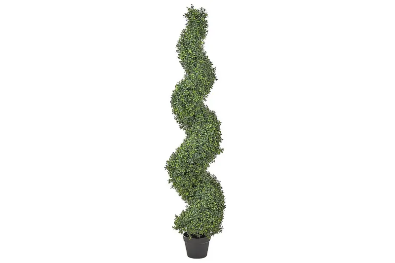 Konstgjord växt Beliani Buxus Spiral Tree 30x30x158 cm Green||Black