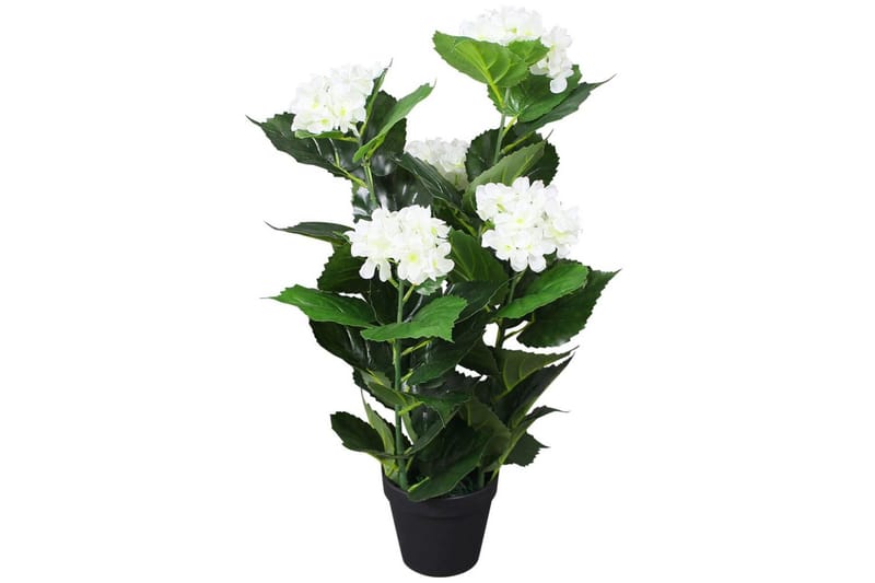 Kunstig hortensia med potte 60 cm hvit - Grønn - Kunstige planter - Blomsterdekorasjon