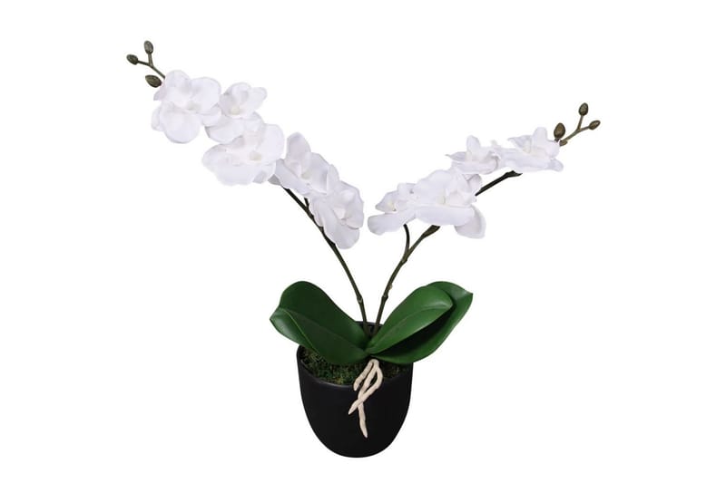 Kunstig Orkidé med Potte 30 cm Hvit - Hvit - Kunstige planter - Blomsterdekorasjon