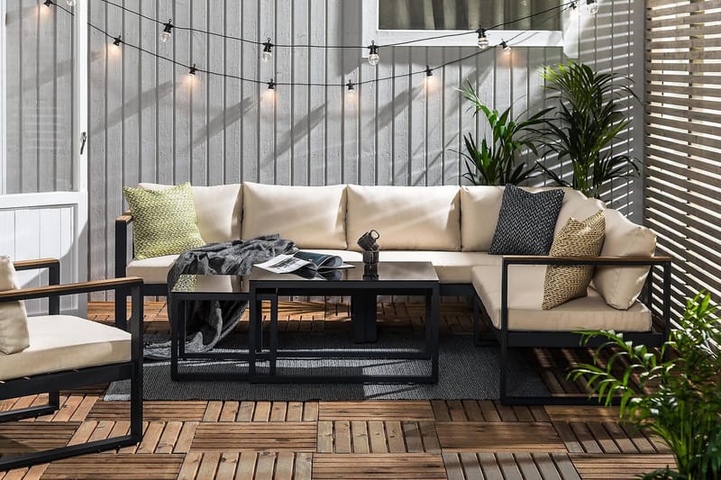 Loungegruppe Bullerö - Svart/Teak - Hagemøbler & utemiljø - Loungemøbler - Loungegrupper