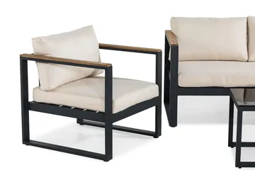 Loungegruppe Bullerö - Svart/Teak - Hagemøbler & utemiljø - Loungemøbler - Loungegrupper