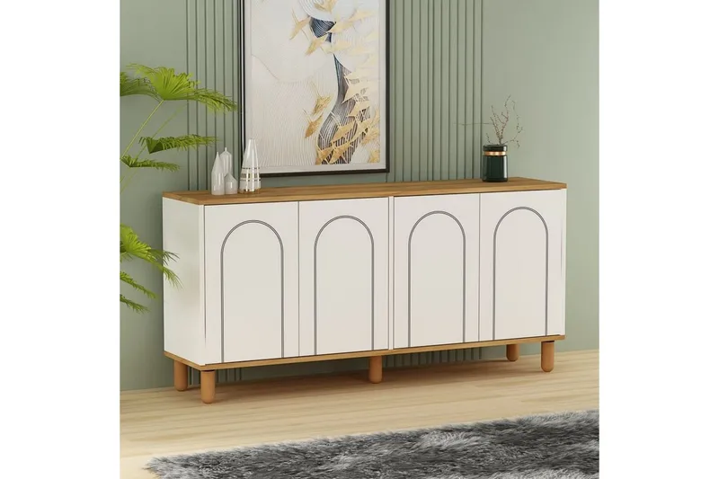 Salven Skulptur 150x73 cm - Eik/Hvit - Oppbevaring - Oppbevaringsmøbler - Sideboard & skjenk