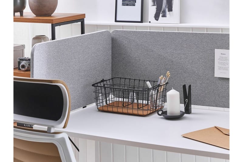 Avskjerming til skrivebord 160x40 cm grå WALLY - Grå - Avskjerming skrivebord